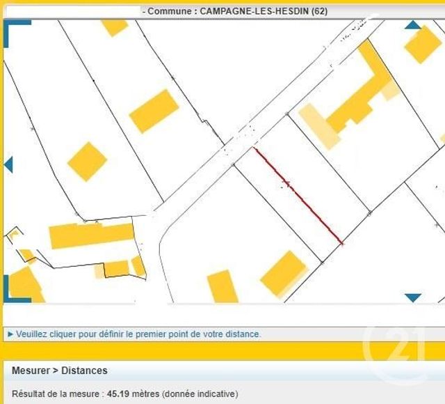 terrain à vendre - 945.0 m2 - CAMPAGNE LES HESDIN - 62 - NORD-PAS-DE-CALAIS - Century 21 Les 3 Vallées