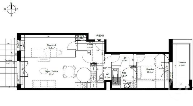 Appartement T3 à vendre - 3 pièces - 66.3 m2 - CUCQ - 62 - NORD-PAS-DE-CALAIS - Century 21 Les 3 Vallées